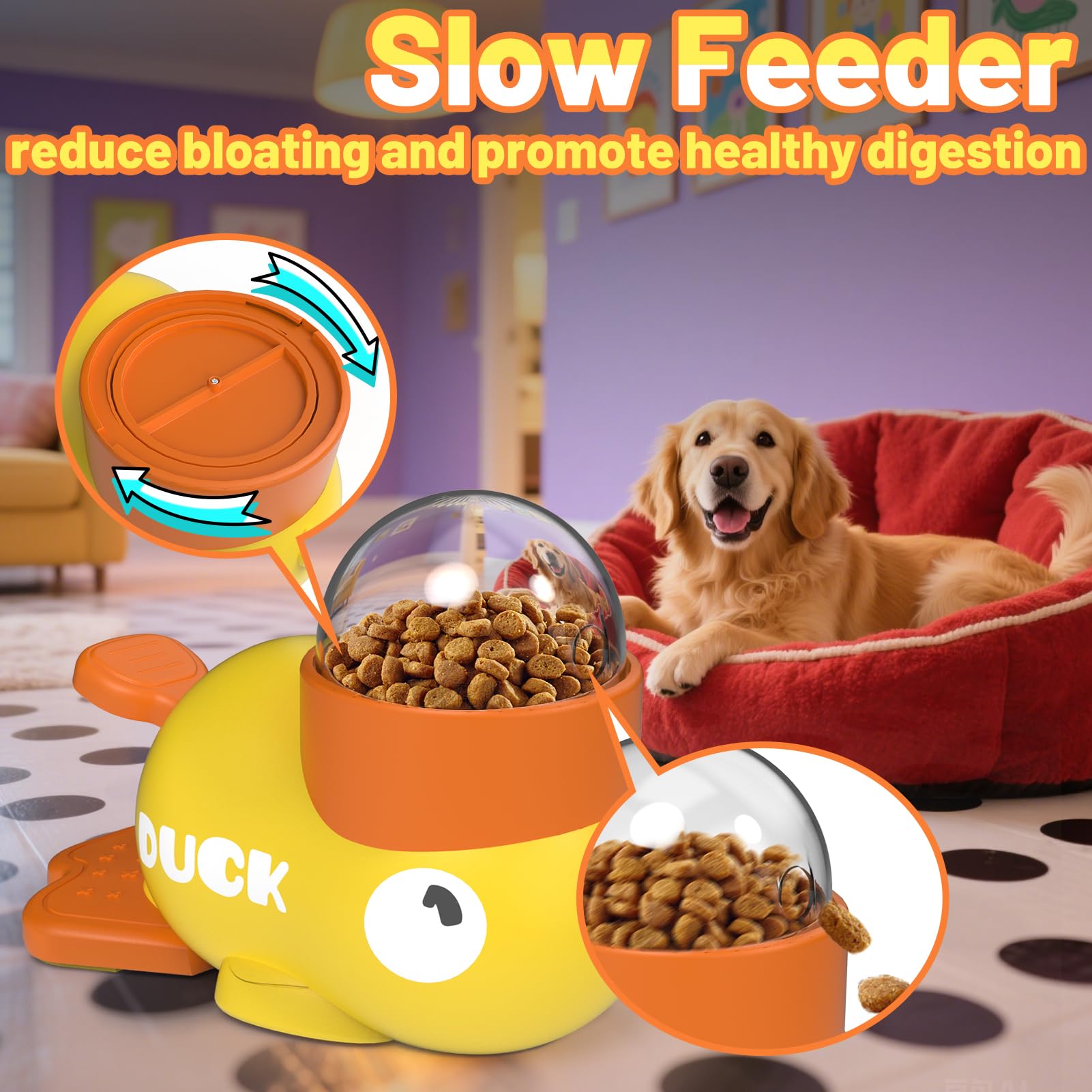 Juguete Interactivo para Perros y Gatos Duck Dog Treat Dispenser Alimentador Lento para Perro Perros Apto para Cualquier Raza Puzzle Perros De Regalo