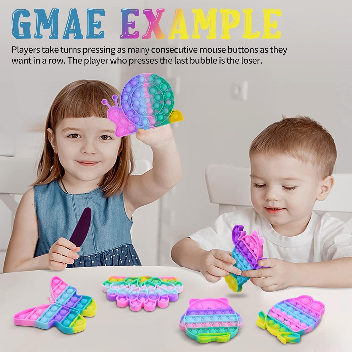 6 Pack Pop Bubble Sensory Fidget Toy Macaron Rainbow Pushing It Popper Toy for Kids and Adults Cute Popitsfidgets Toys Cheap Popit Gift Toy (Peacock+Owl+Snail+Frog+Butterfly+Lobster)