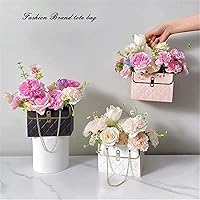 Vista 2 de Caja de regalo de papel de flores, bolsas de ramo de flores con caja de regalo de cadena de metal, cajas de flores para arreglos, cajas de flores