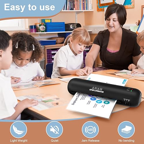 Miniatura 3 de Laminadora máquina laminadora térmica fría de 9 pulgadas con 20 hojas de laminación para profesores mini kit de laminación personal 6 en 1 con