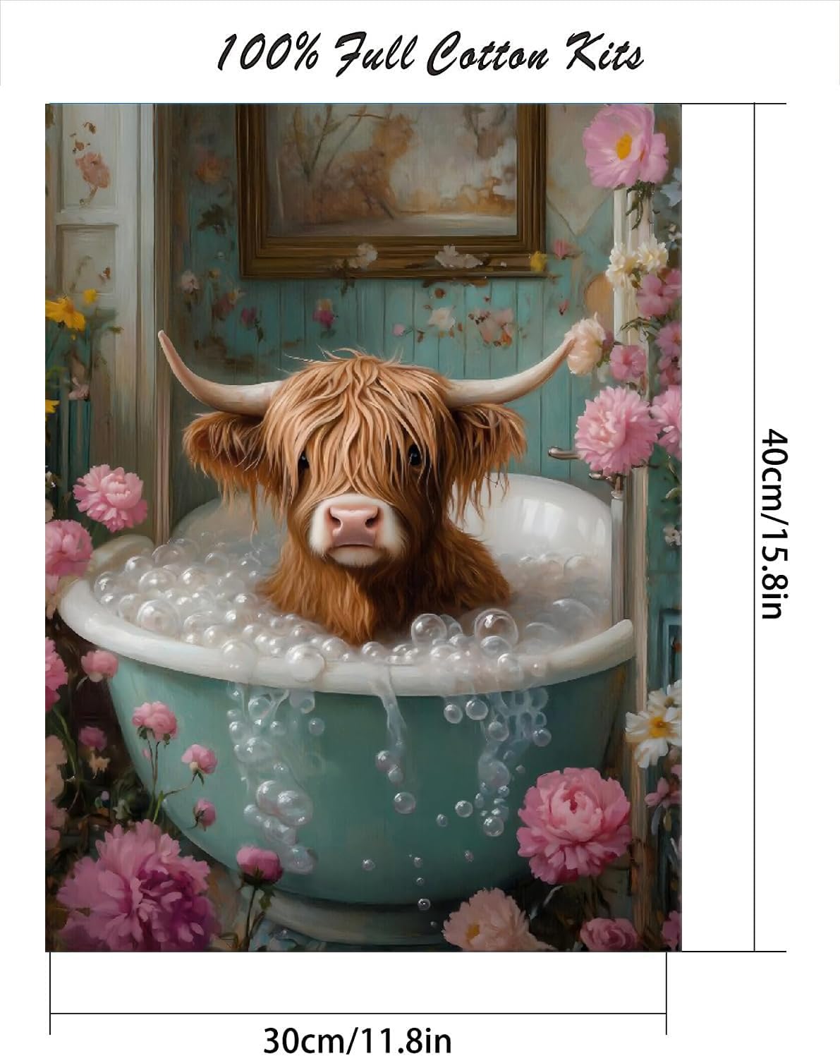 Highland Cow Stamped Cross Stitch Kits for Adult Beginners,Bathroom Needlepoint Counted Cross Stitch Kits for Adults,11 CT Patterns Counted Cross Stitch Craft Kit for Home Decor Gifts 12x16 Inch