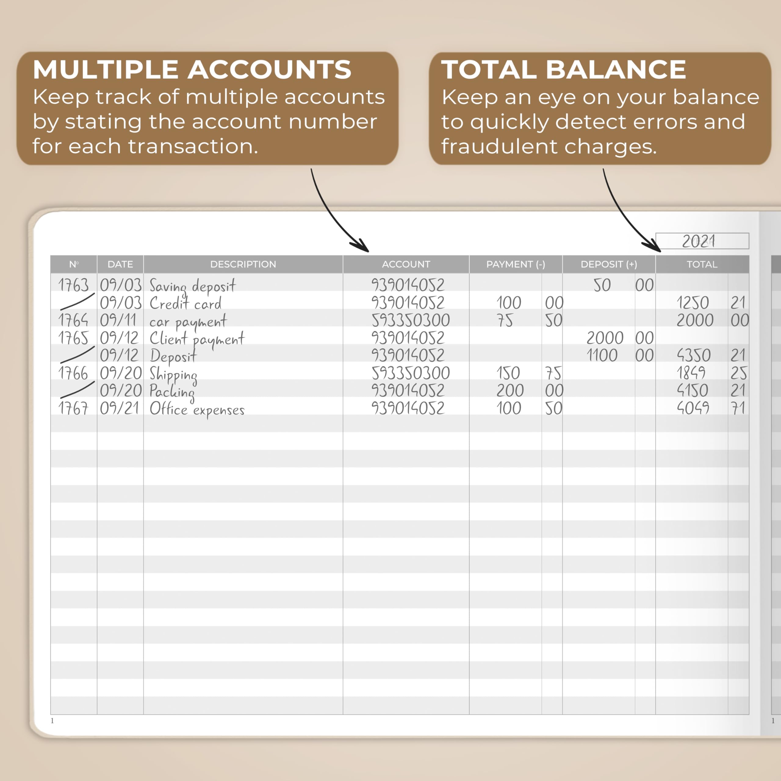 Clever Fox Accounting Ledger Book Horizontal - Image 3