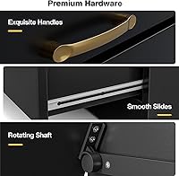 Vista 8 de Mesa de manicura en forma de L con estantes, estación de mesa de uñas con parte superior de cristal, resistente a acetona, con cajones