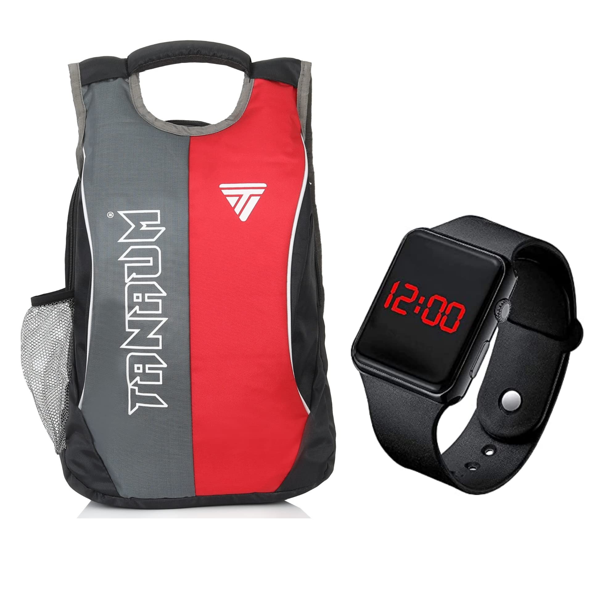 tanaum Medium 22 L Backpack Laptop Backpack for Men Women Boys Girls/Office College Teens & Students bags with digital watch (red & grey) (B0BLHWRMWS) Amazon Price History, Amazon Price Tracker