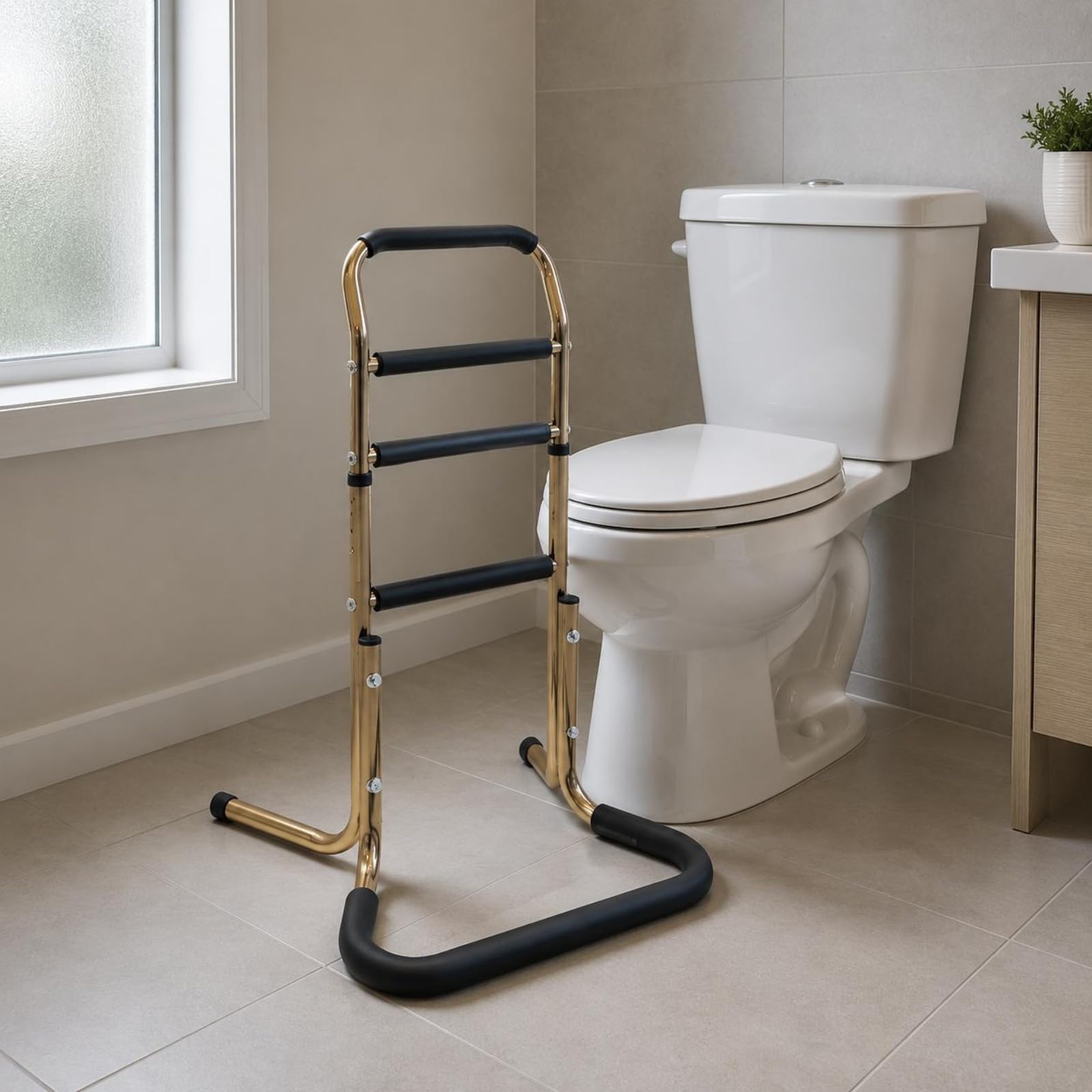 Barra Apoyo Ajustable Aluminio Barra Apoyo Baño Alta Resistencia Asistencia Sanitaria para Mayores, Inodoro