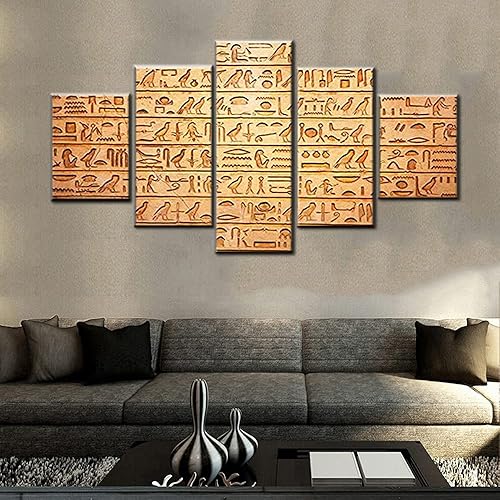 Miniatura 2 de Imágenes egipcias antiguas para sala de estar, jeroglíficos de Egipto tallados en piedra, textura, arte de pared, impresiones de varios paneles