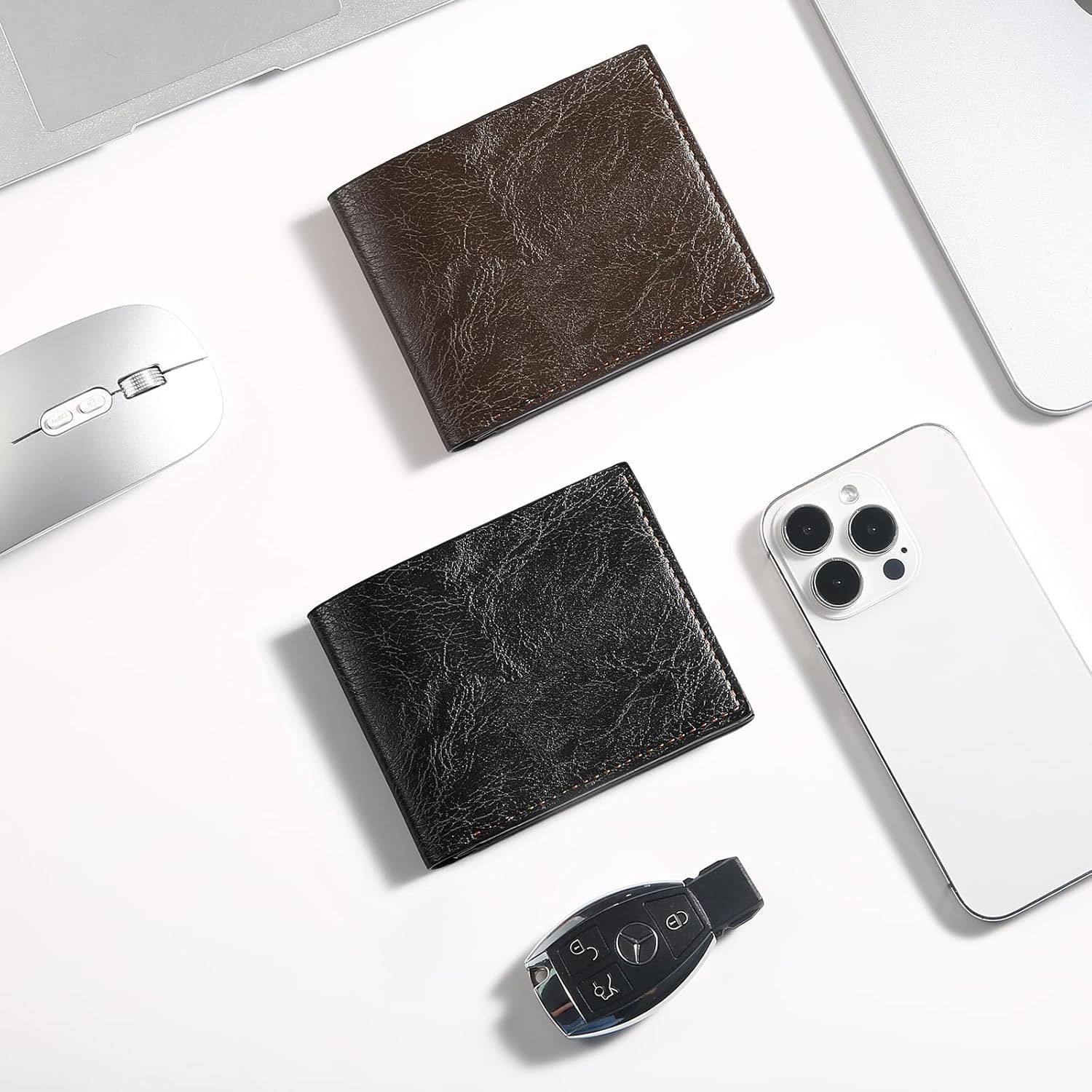 6 Pieces Wallet for Men,Leather Men's Wallets Bulk for DIY Engraving,With Money Clip,Card Holder(3 Black & 3 Light Brown) - Image 6