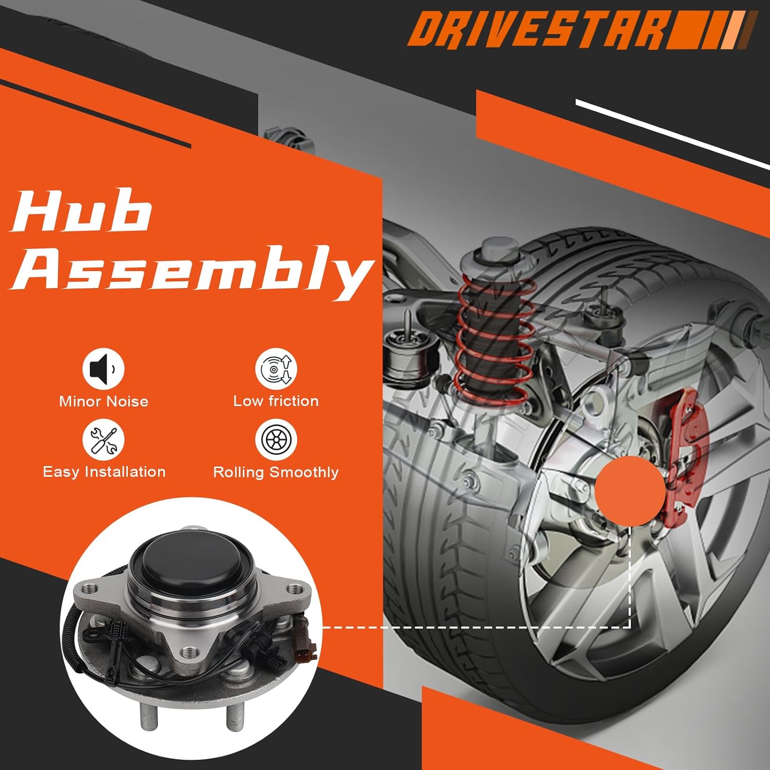 DRIVESTAR 515176 RWD Front Wheel Bearing and Hub Assembly Fits for 2018 2019 2020 Ford F-150 Expedition, Lincoln Navigator Low-Runout 2WD with ABS 6 Lugs