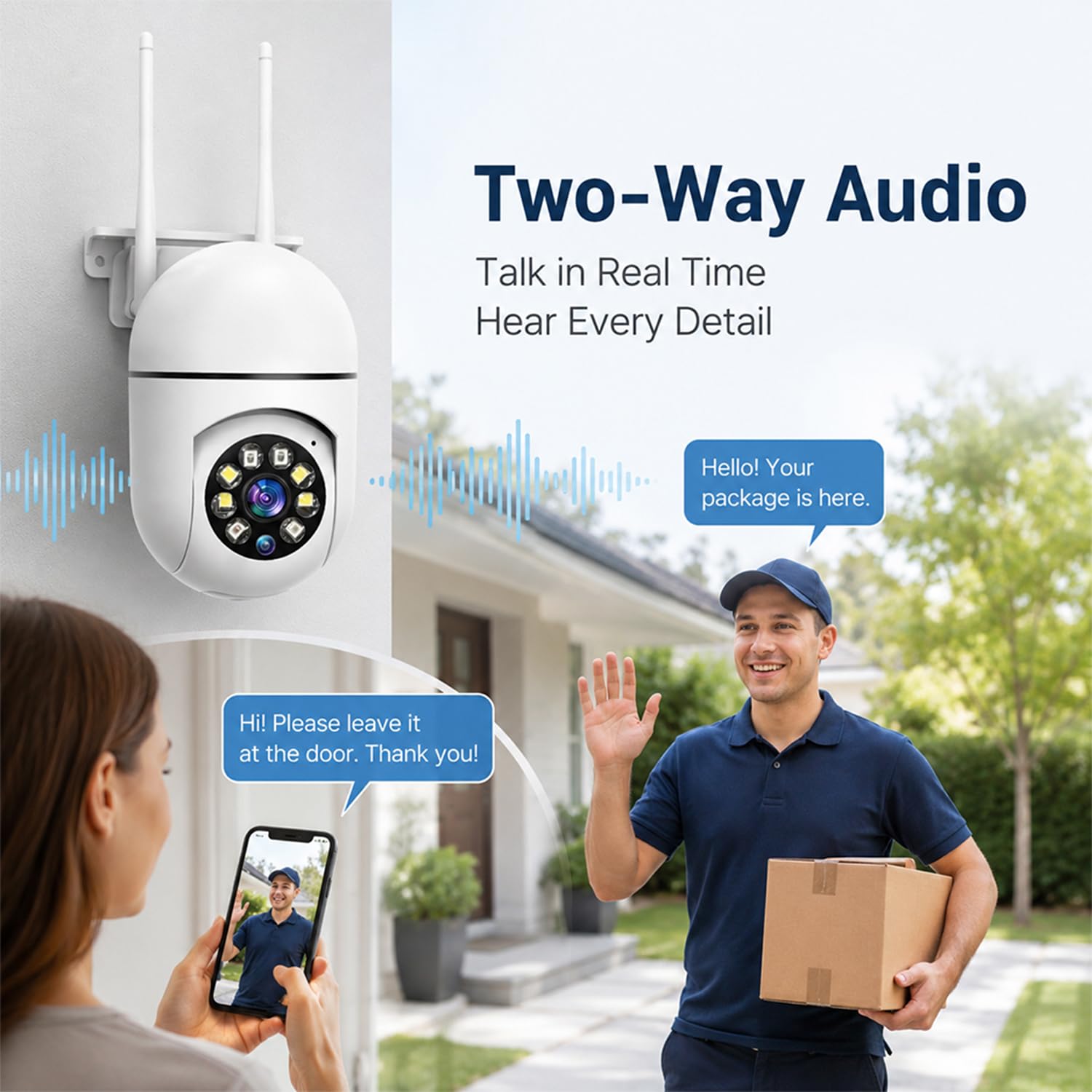 Hawkray Überwachungskamera für den Innenbereich, WLAN, 2,4 & 5 GHz Dualband, 360° Schwenkneigung, Farb-Nachtsicht, Zwei-Wege-Audio, 2 Stück