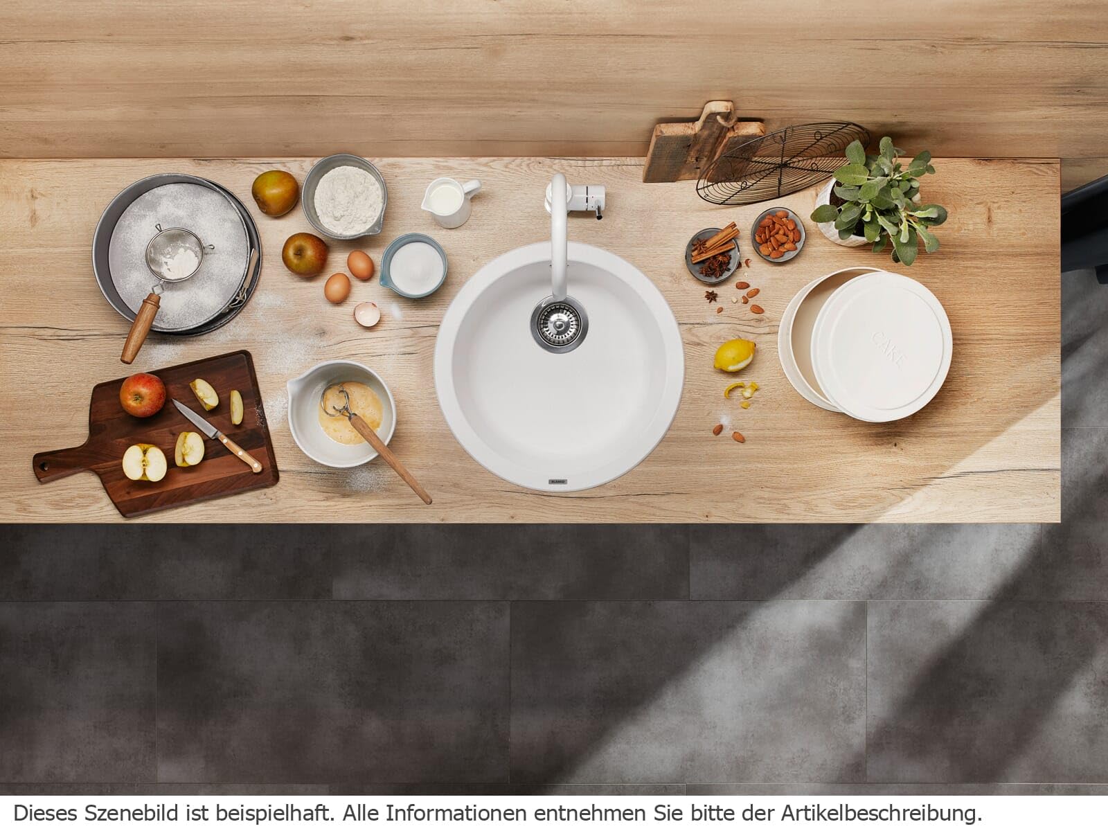 BLANCO RONDO | Granitspüle aus SILGRANIT schwarz | Ø 45 cm | für 45 cm breite Unterschränke | Die runde individuelle Lösung für kleine Küchen | Einbauart: Einbau von Oben