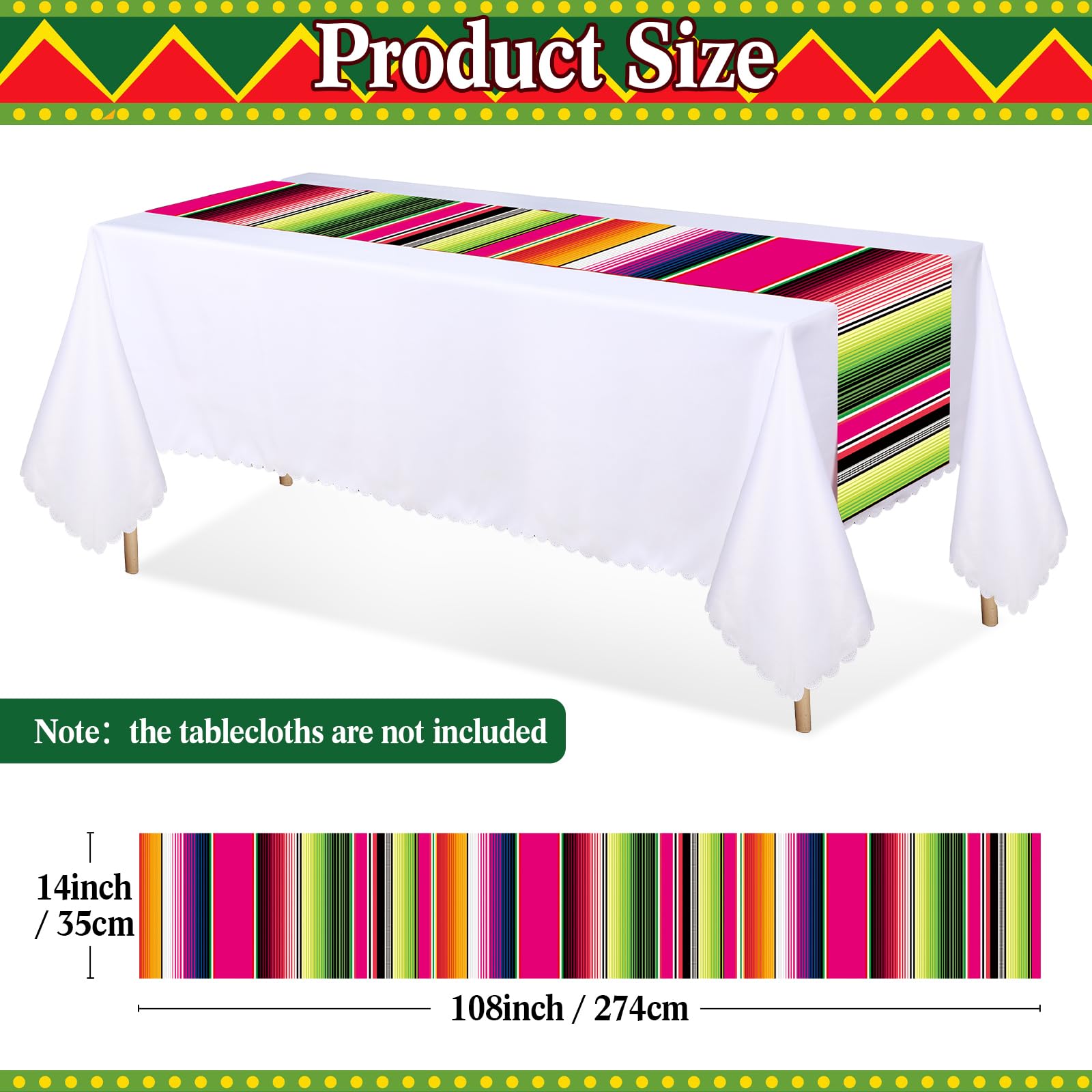 24 Pack Mexican Table Runners - 14x84 Inch Dia De Los Muertos Plastic Serape Tablecovers