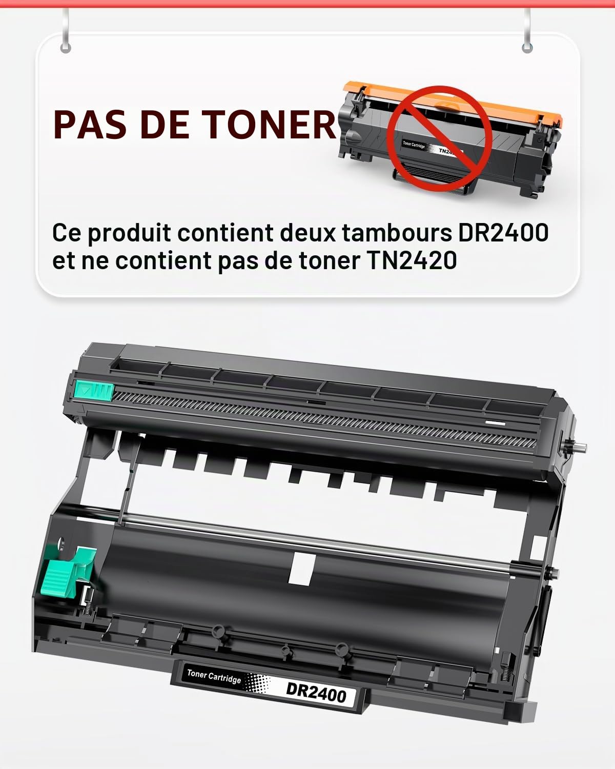 DR2400 DR-2400 Tambour Compatible avec Brother HL-L2310D HL-L2350DN HL-L2370DN HL-L2375DW DCP-L2510D DCP-L2530DW MFC-L2710DN MFC-L2730DW MFC-L2750DW