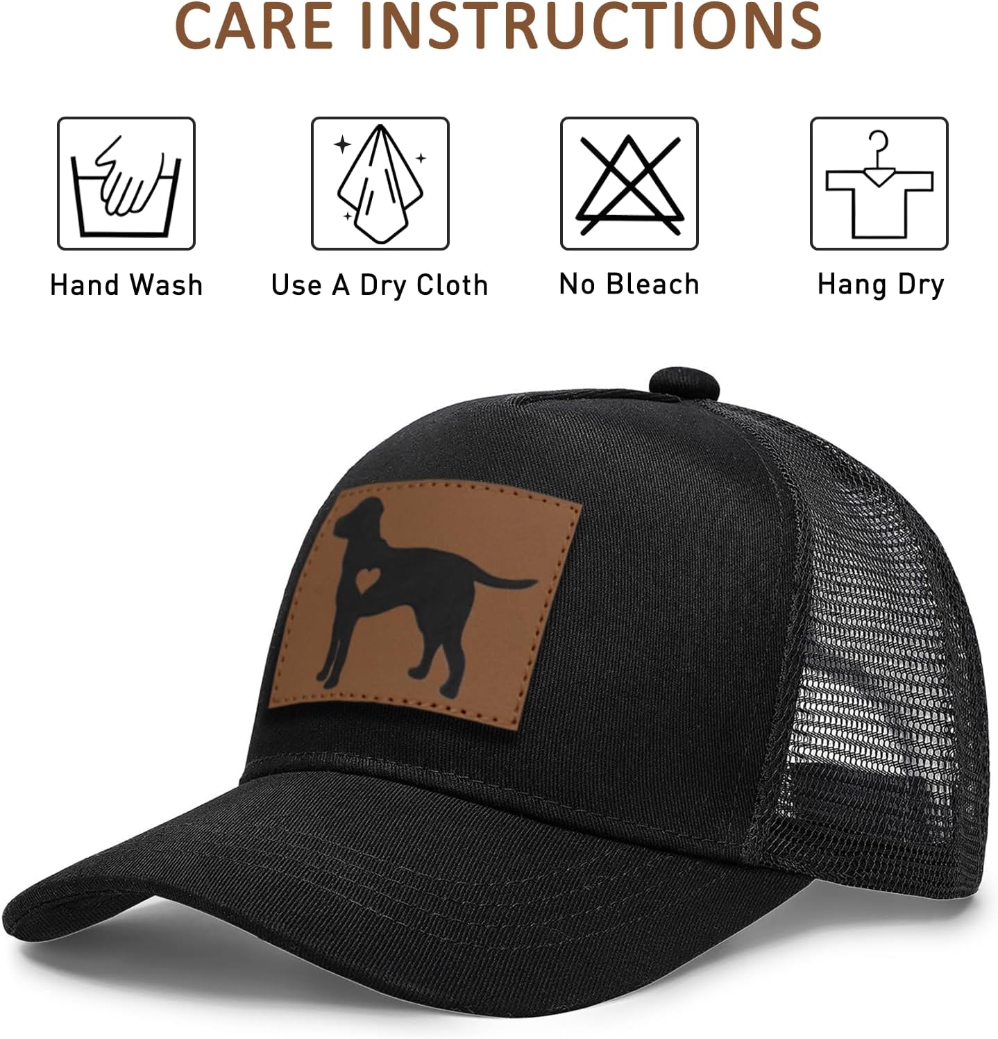 Dog Lover Gifts, Dog Leather Patch Trucker Hat Baseball Hats Adjustable Snapback Outdoor Baseball Cap, Mesh Back - Image 7