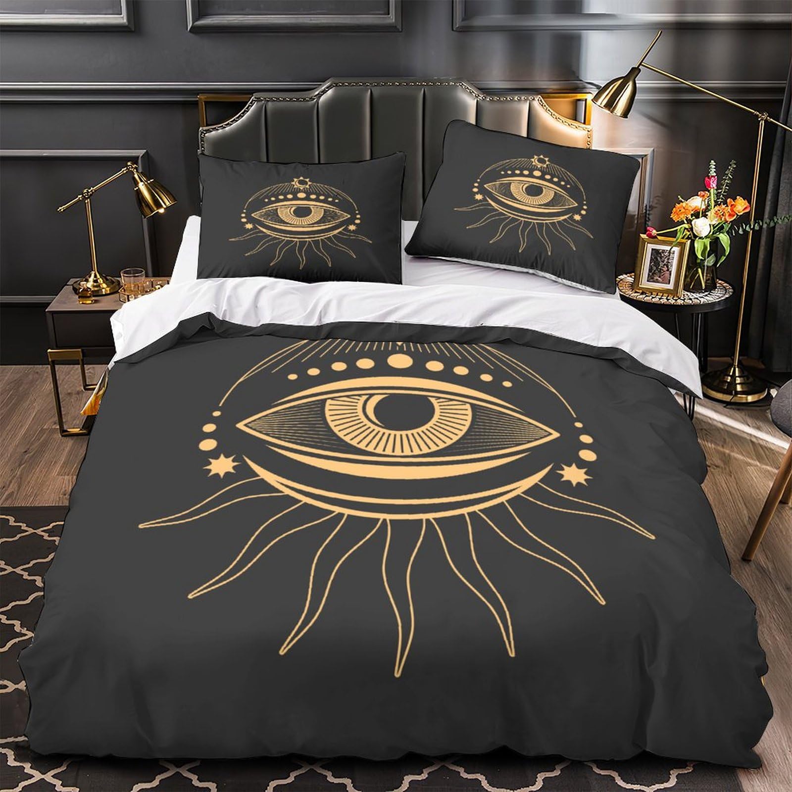 MXRMXR Eye 3 Piece Set 3D Printed Duvet Cover Bed Set, Bedding Set, Soft Microfiber Comforter Cover Quilt Cover & Pillowcases with Zipper Closure Single（140x200cm）