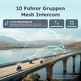 ASMX F1 Motorcycle Bluetooth Headset with Smart Voice Control, 10 Riders Mesh Helmet Communication Systems, ENC/APP FOTA/Audio Multitasking/Magnet Mount, 5mi Intercom for Snowmobile/ATV, 2 Pack - 3