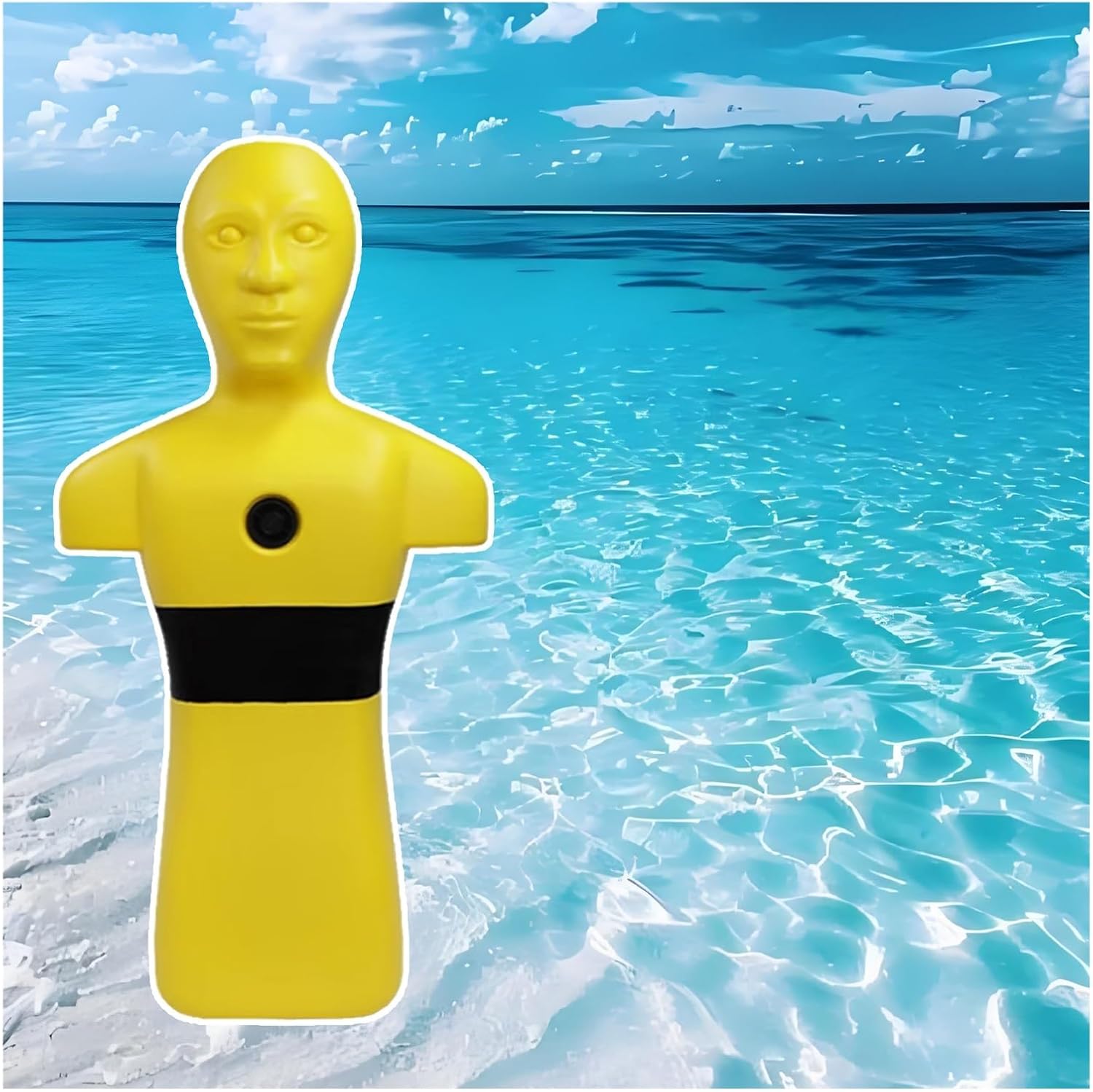 Water Simulation Dummy Realistic, 1m Tall Water Rescue Training Equipment for Pool/Ocean/Beach, Orange & Yellow PE Emergency Drill Dummys for Kids, Sea Rescues(Yellow(100cm),1 Item)