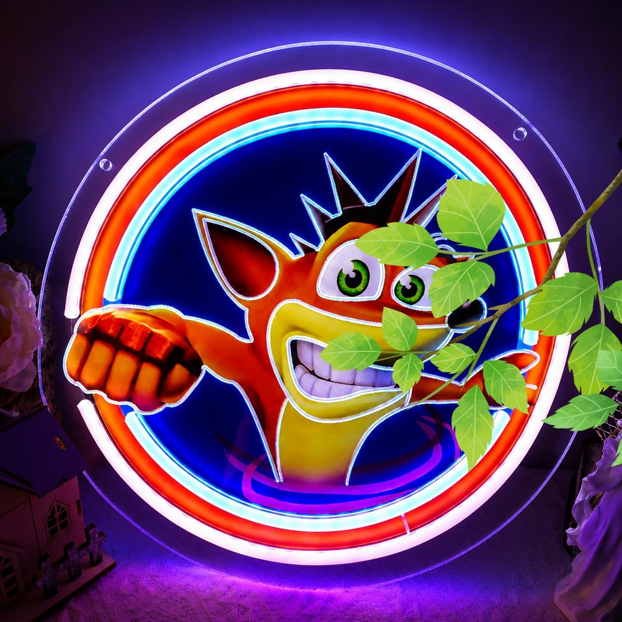 Cartoon Animal Neon Sign Game Orange LED Light for Wall Decor Dimmable Bandlicot Neon Lights for Gaming Room Bedroom Men Cave Party Decoration Gift for Boy