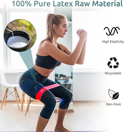 Miniatura 3 de Bandas de resistencia para ejercitarse hombres y mujeres, juego de 5 niveles diferentes para yoga, pilates, látex natural no tóxico e inodoro, no se
