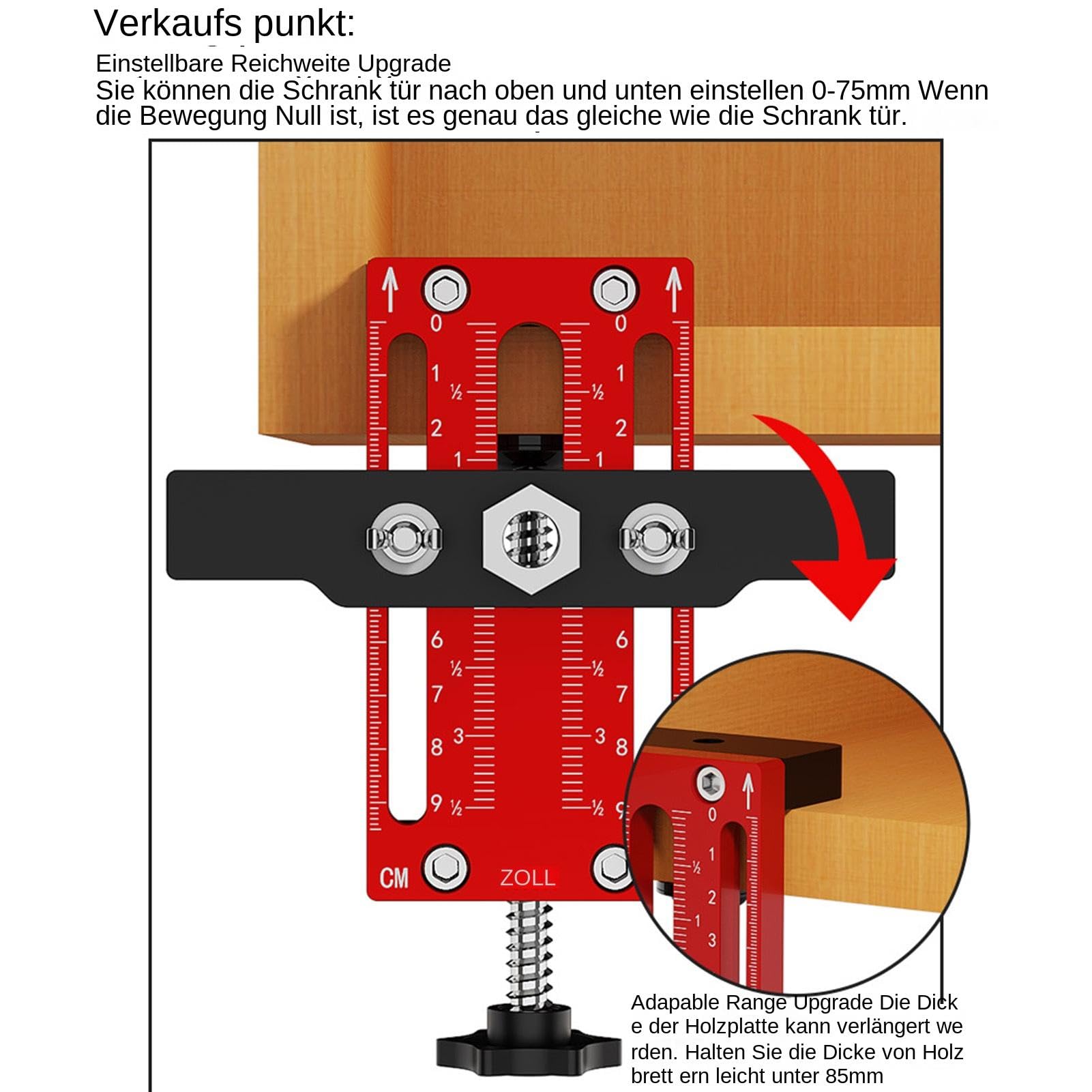 Posizionatore Per Porte D'Armadio Regolabile - Guida Per Montaggio Ante Con Precisione (Arancione) - Foto 10
