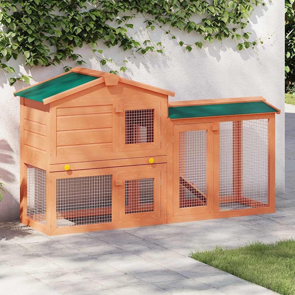 Großer Kaninchenstall aus Holz mit grünem Dach, mehrstöckig mit Drahtgitter, wetterfest und einfach zu reinigen, ideal als Kleintierkäfig für Hasen, Meerschweinchen