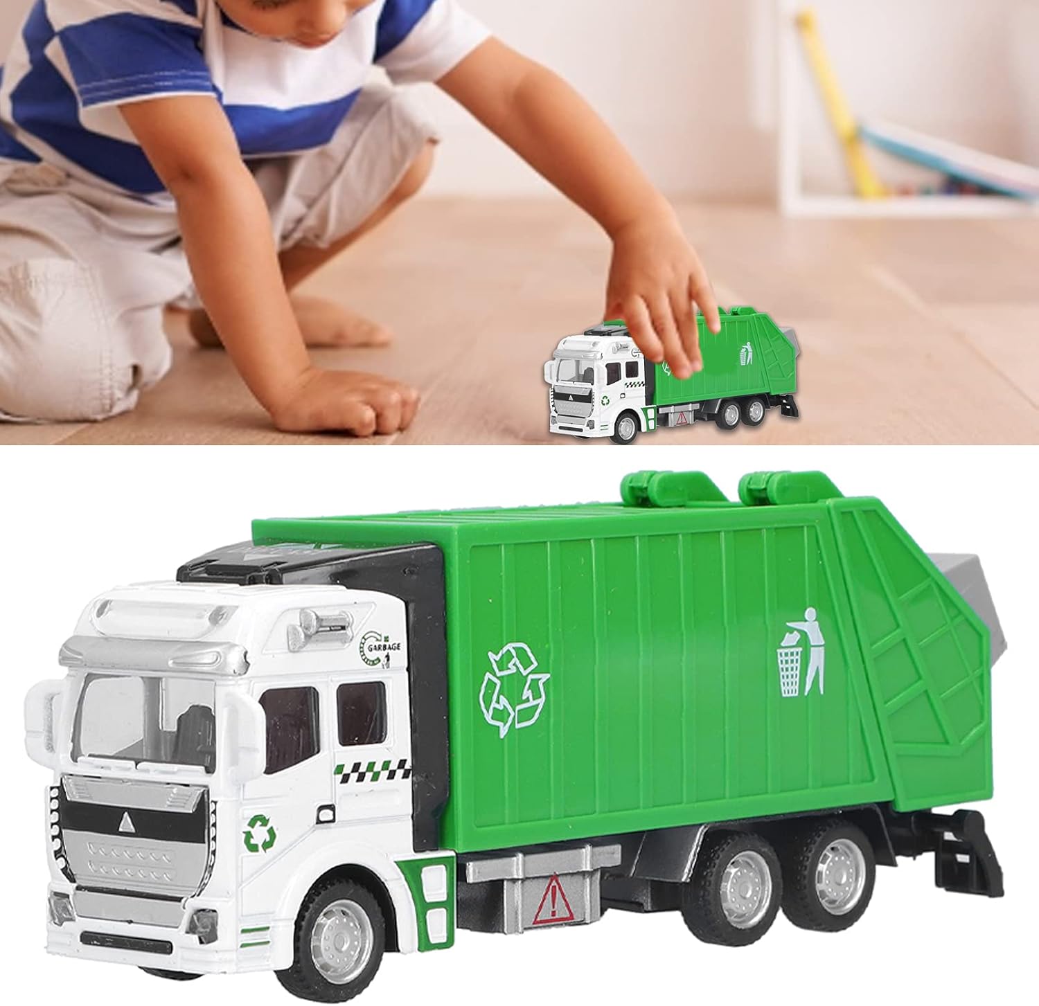 Amazon 8 ごみ収集車のおもちゃ 1 48男の子用のごみ収集車の引き戻し 廃棄物管理リサイクルトラック車両おもちゃダンプトラック配達車のギフト3人以上の子供幼児用 緑 ミニカー ダイキャストカー ホビー