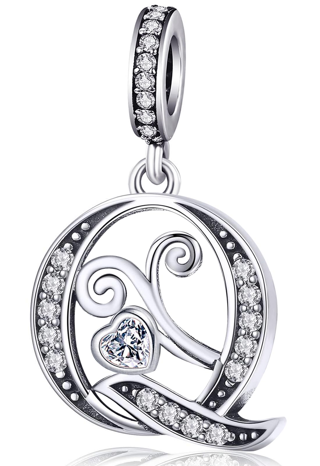 Silver Letter Charm Fit for Pandora Charms Bracelet Alphabet Initial Dangle Charms Jewelry Gifts for Women