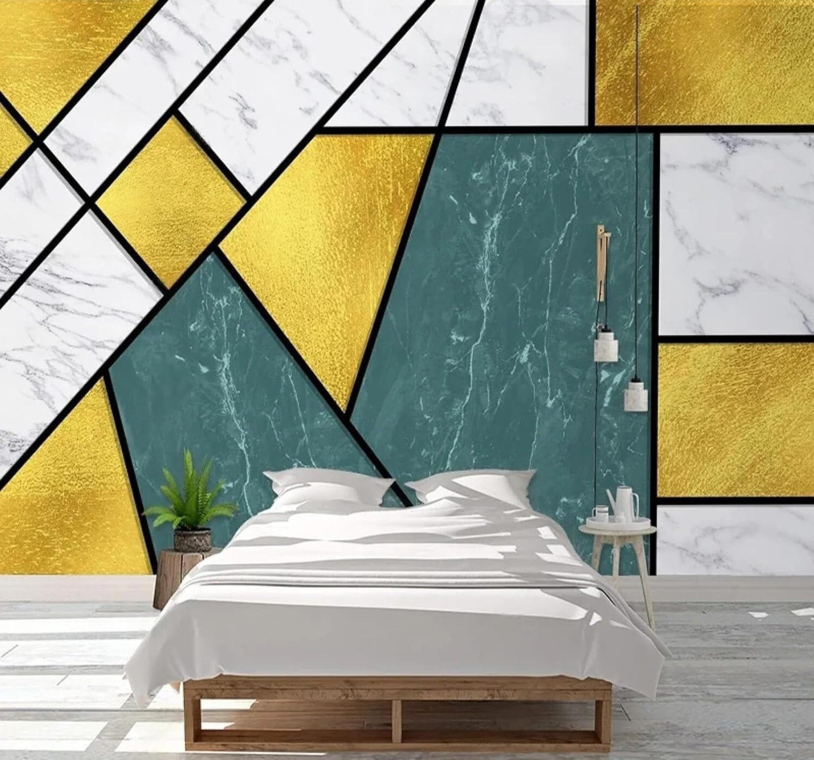 XLMING Abstract Creative Colourful Geometric Marble Effect 3D Wallpaper Luxury Silk Study Dining Feature Sofa Grey Bedroom Living Room Tv Decorative Wall-250cm×170cm