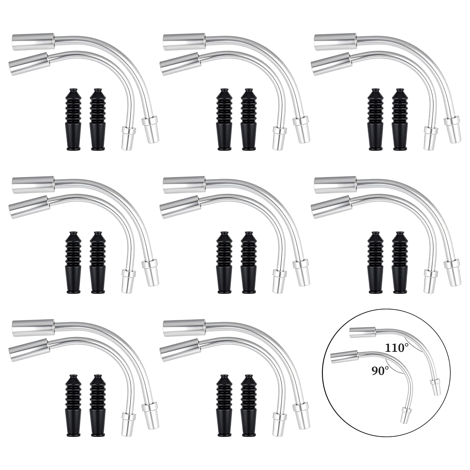 Molain 32 Pcs Bike V Brake Noodle Cable Guide Pipe Set, Bicycle Brake Cable Guide Pipe Rubber Boots for Mountain and Road Bike Accessories (90°and 120°)