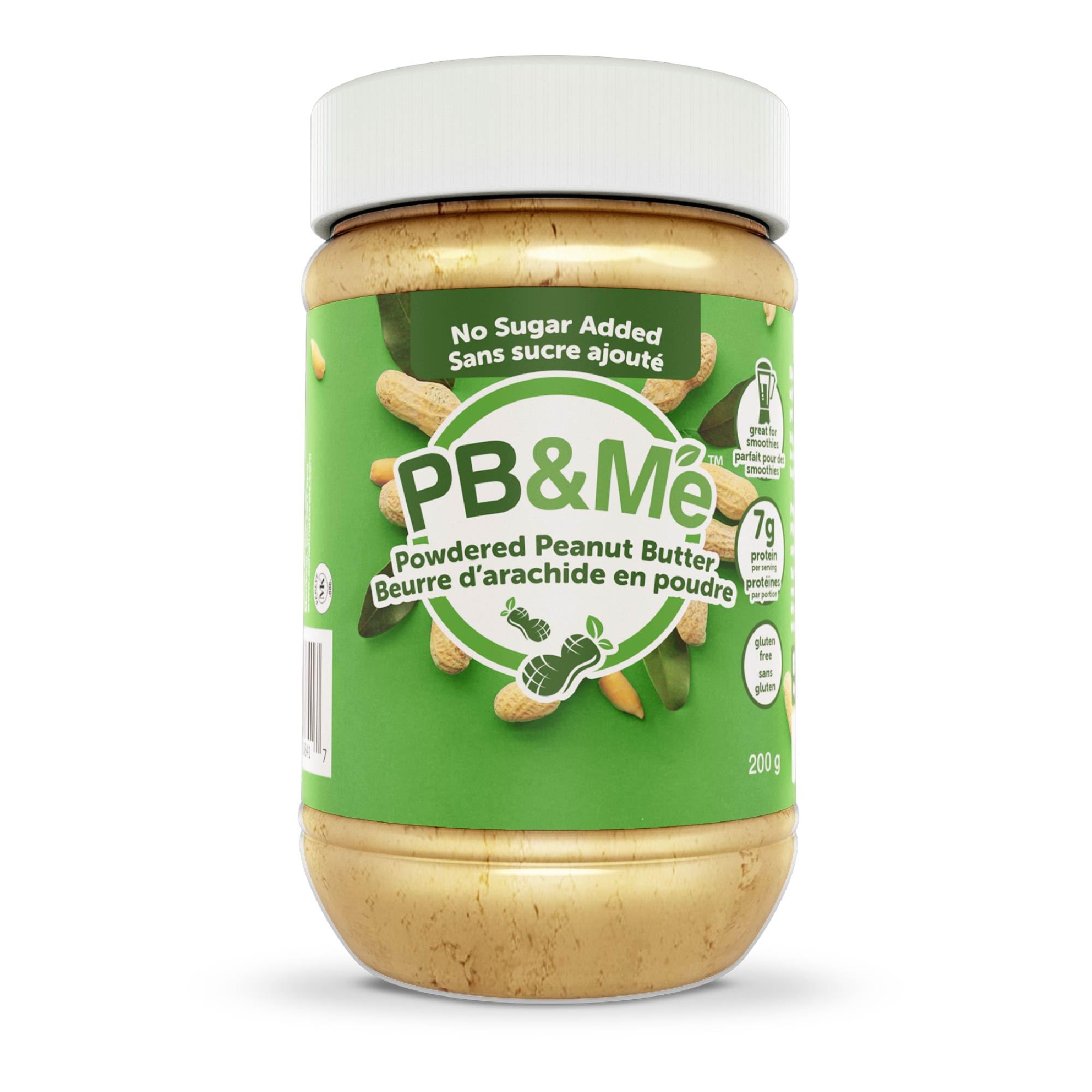 PB&Me Peanut Butter Powder - Sugarless Protein Powder Gluten Free Low Calorie Less Fat Roasted & Pressed High Protein Peanut Butter for Smoothies Baking & Meal Replacement Shakes - 200g