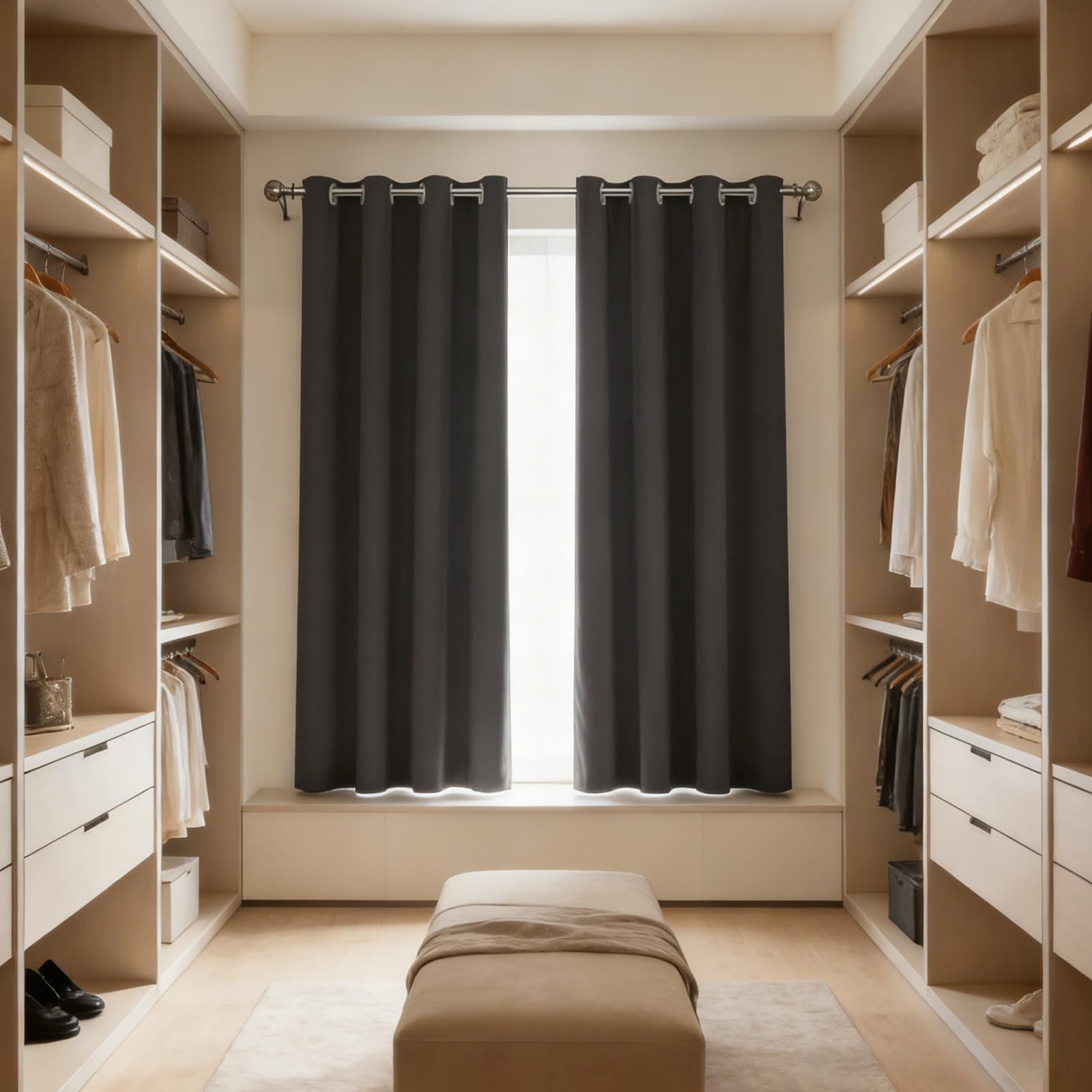 Rideau opaque brise-vue 85 x 50 cm isolant thermique et anti-UV gris