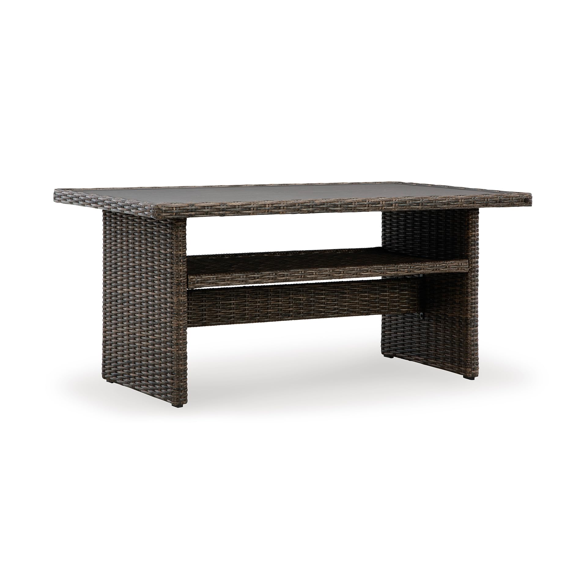 Signature Design by Ashley Brook Ranch Casual Outdoor Multi-use Table with 1 Fixed Shelf, Dark Brown & Gray
