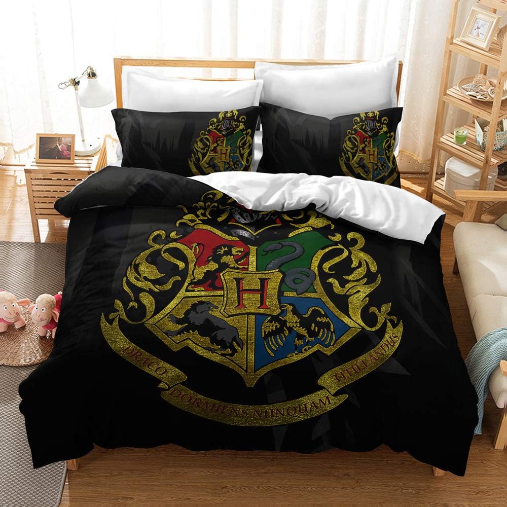 FRECASA Harry Potters Duvet Cover Set Classic Badge Bedding Set Super
