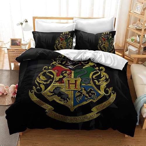 Juego de funda de edredón de microfibra suave, 1 funda de edredón y 2 fundas de almohada, estilo moderno y decorativo de Harry Potters, sin edredón