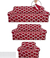 Vista 9 de Peryiter Juego de 3 fundas para sofá para sala de estar, fundas para muebles de sofá y sillones, funda para sillón con brazos, protector de muebles