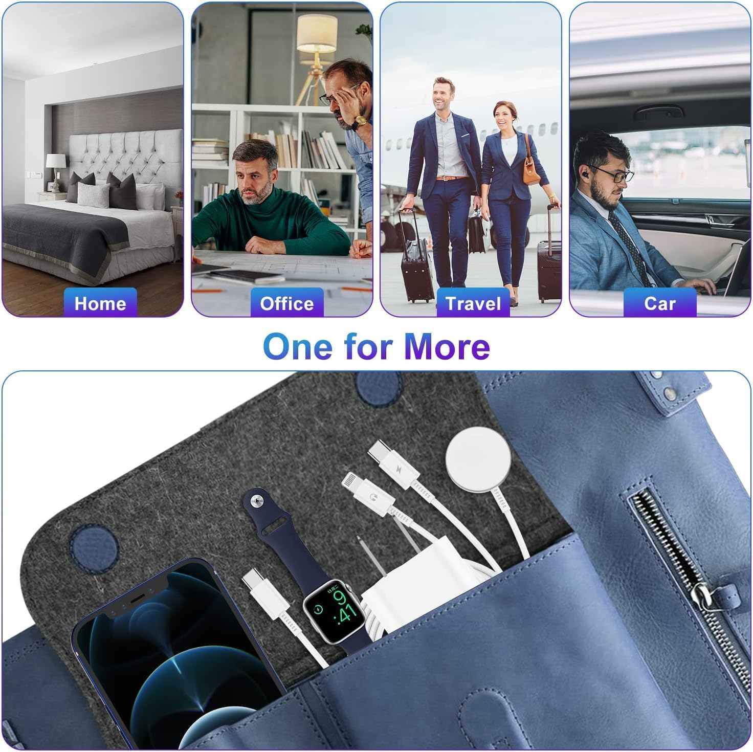 Caricabatterie 3 in 1 per Apple Watch, caricatore rapido USB C per iWatch e iPhone, cavo di ricarica multi Apple Watch da 2 m, con spina USB-C da 20 W, per iWatch Ultra/Serie 11/10/9/8/3, iPhone 17 16