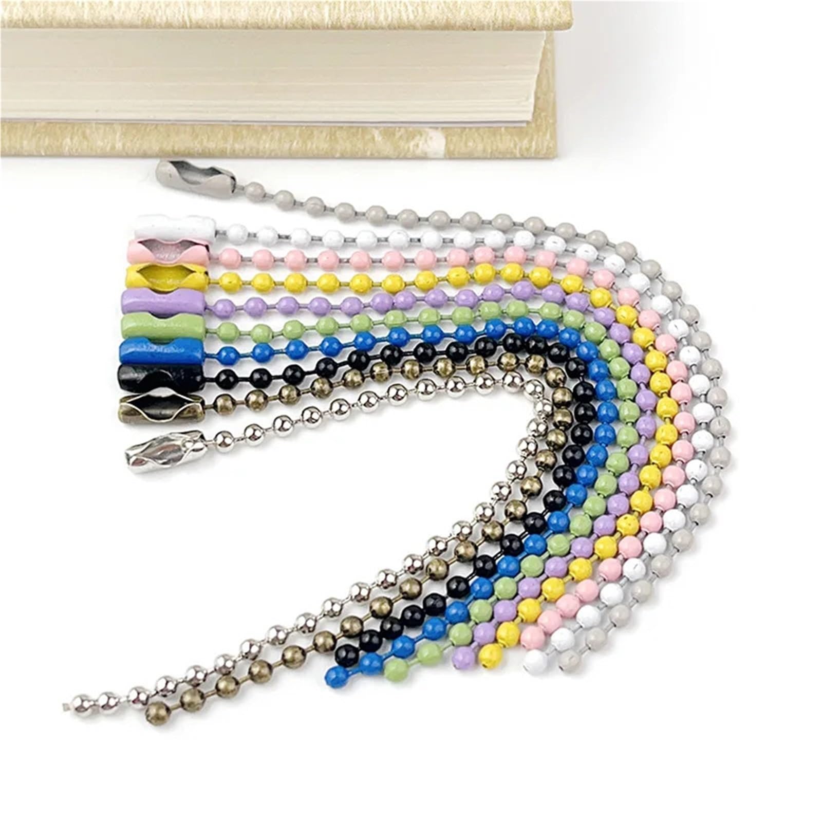 Łańcuszki kulkowe, 10 kolorów 4,52 cala farba do pieczenia metalowy koralik DIY brelok materiał na wisiorek(Bead Chain Purple)