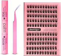 Kit Completo de Cílios Tufinhos Magnéticos Rosa Amor & Anjo com Cola, Pinça e Selador (05)