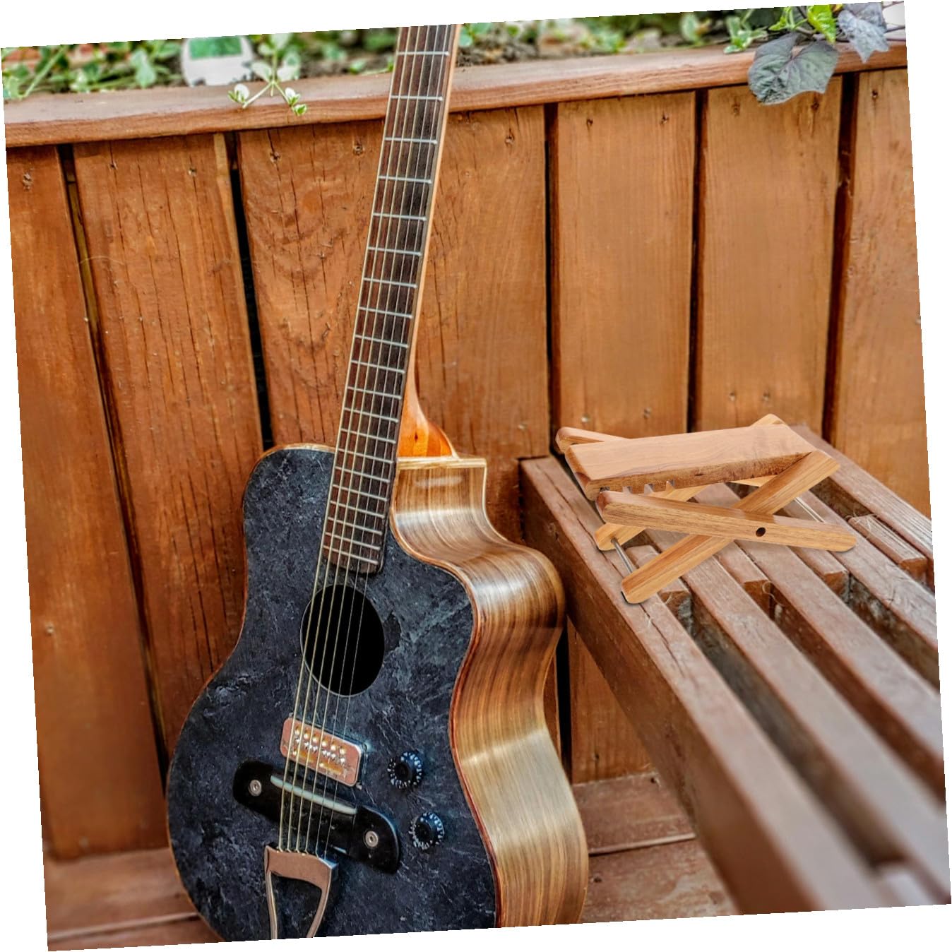 Toddmomy Poggiapiedi Regolabile Per Chitarra Legno Massello Sgabello Ergonomico Per Musicisti Regolabile Per Performance Musicali e Studio