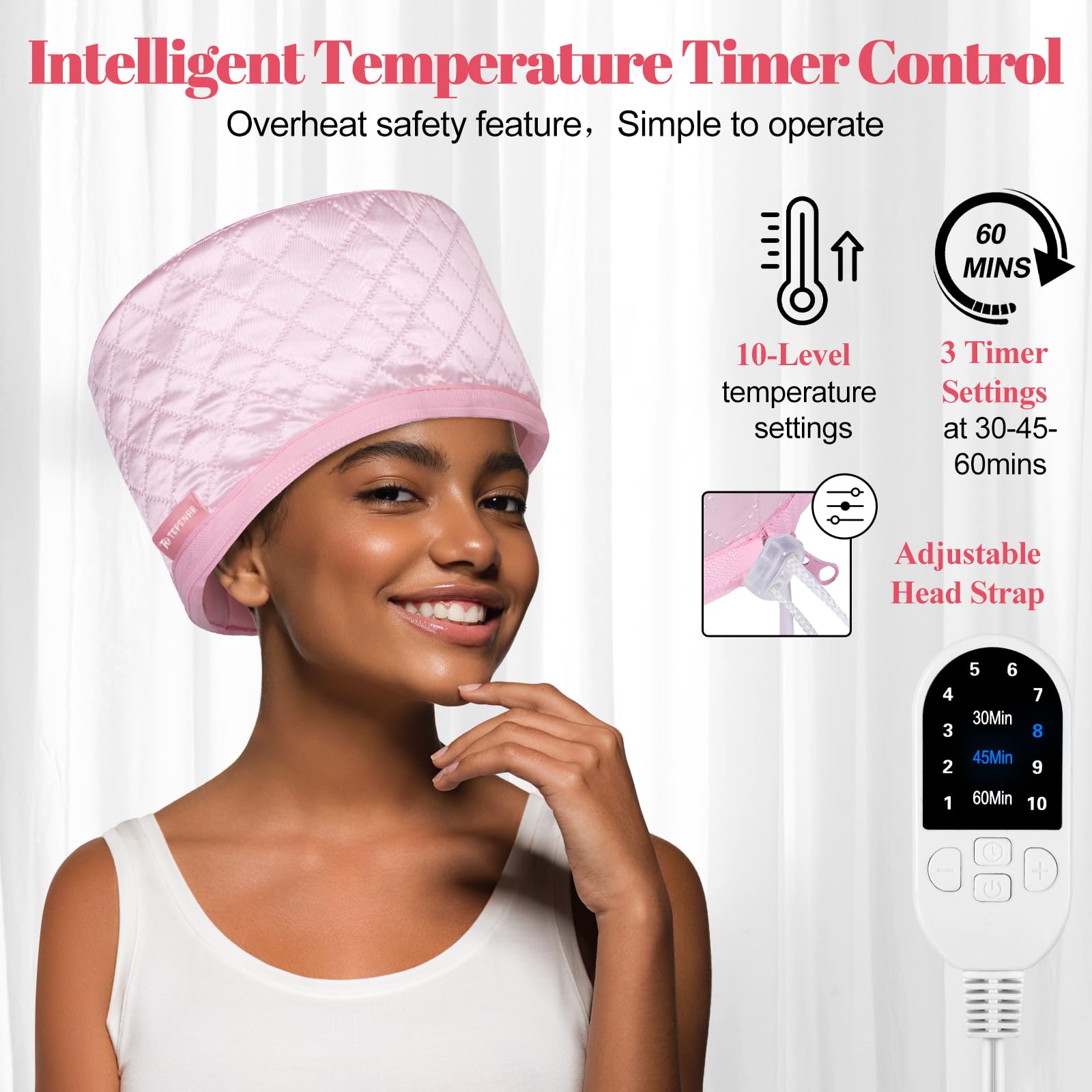 Cuffia termica per condizionamento vaporizzatore elettrico capelli afro naturali portatile uso domestico rosa