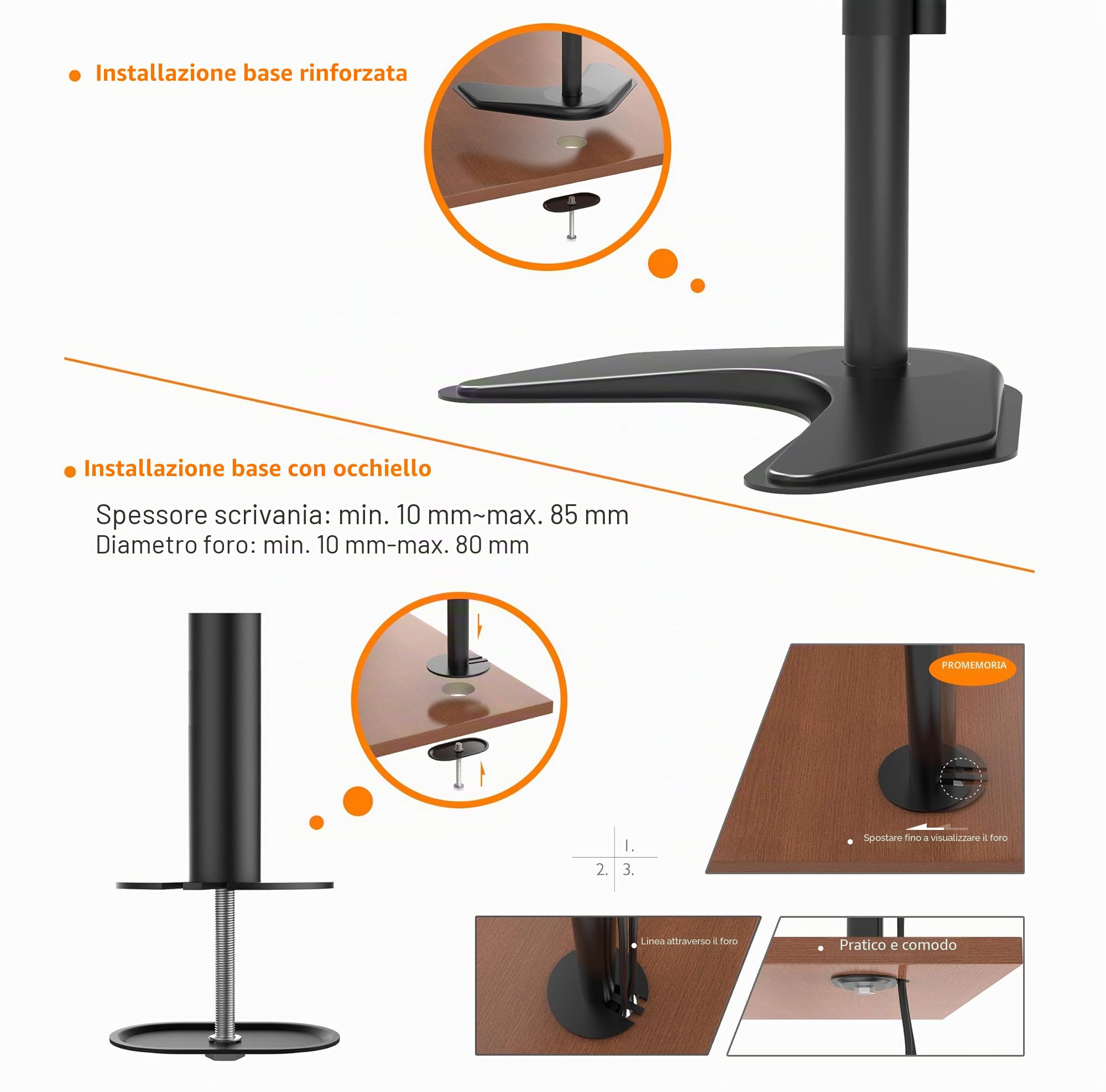 BONTEC Supporto Doppio Monitor Autoportante 13-27”, 10 kg, VESA 75/100 | Supporto da scrivania per 2 monitor LED LCD, stabile e regolabile, senza morsetto