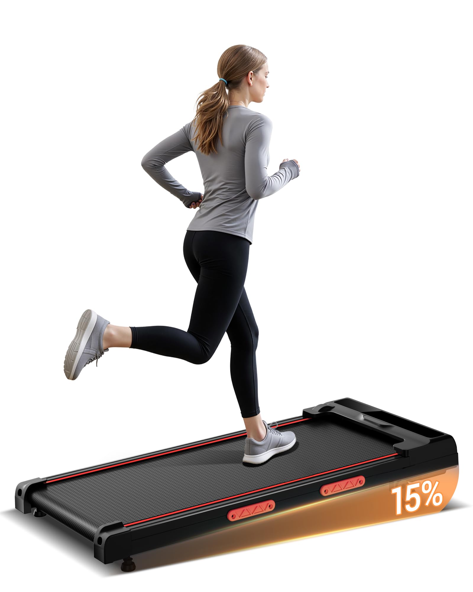 LONTEK Laufband für Zuhause mit Steigung 15%, 10KM/H Walking Pad mit Steigung, LED Anzeige, Fernbedienun, 3.0HP Leise Kleines Walking Machine für Zuhause und Büro, Belastung 136KG
