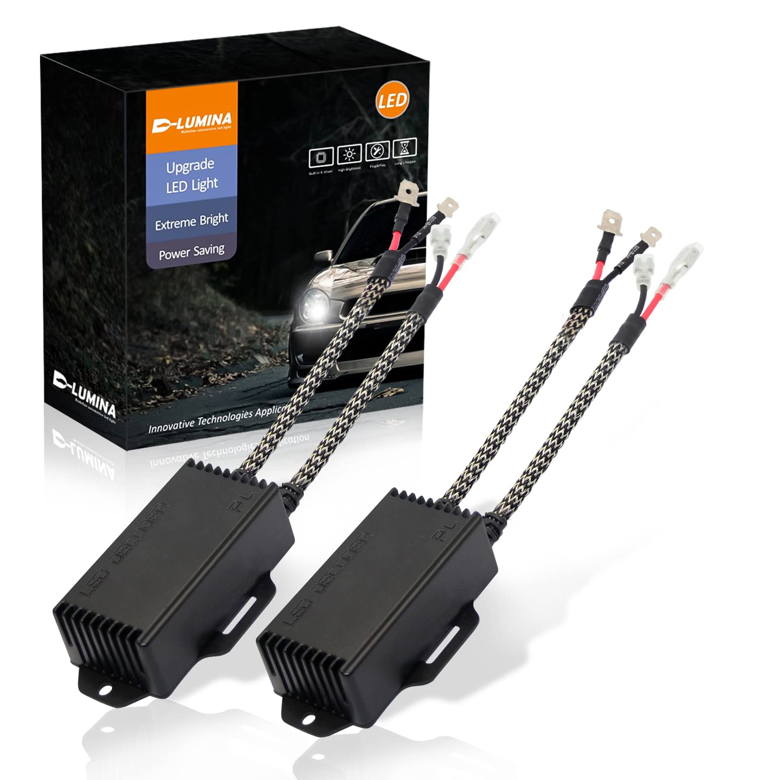 D-Lumina Ampoule H1/H3 LED Décodeur Résistance,Erreur Canbus Avertissement Canceller et Anti Scintillement Adaptateur，D'avertissement Condensateurs Annulateurs (2 Pièces)