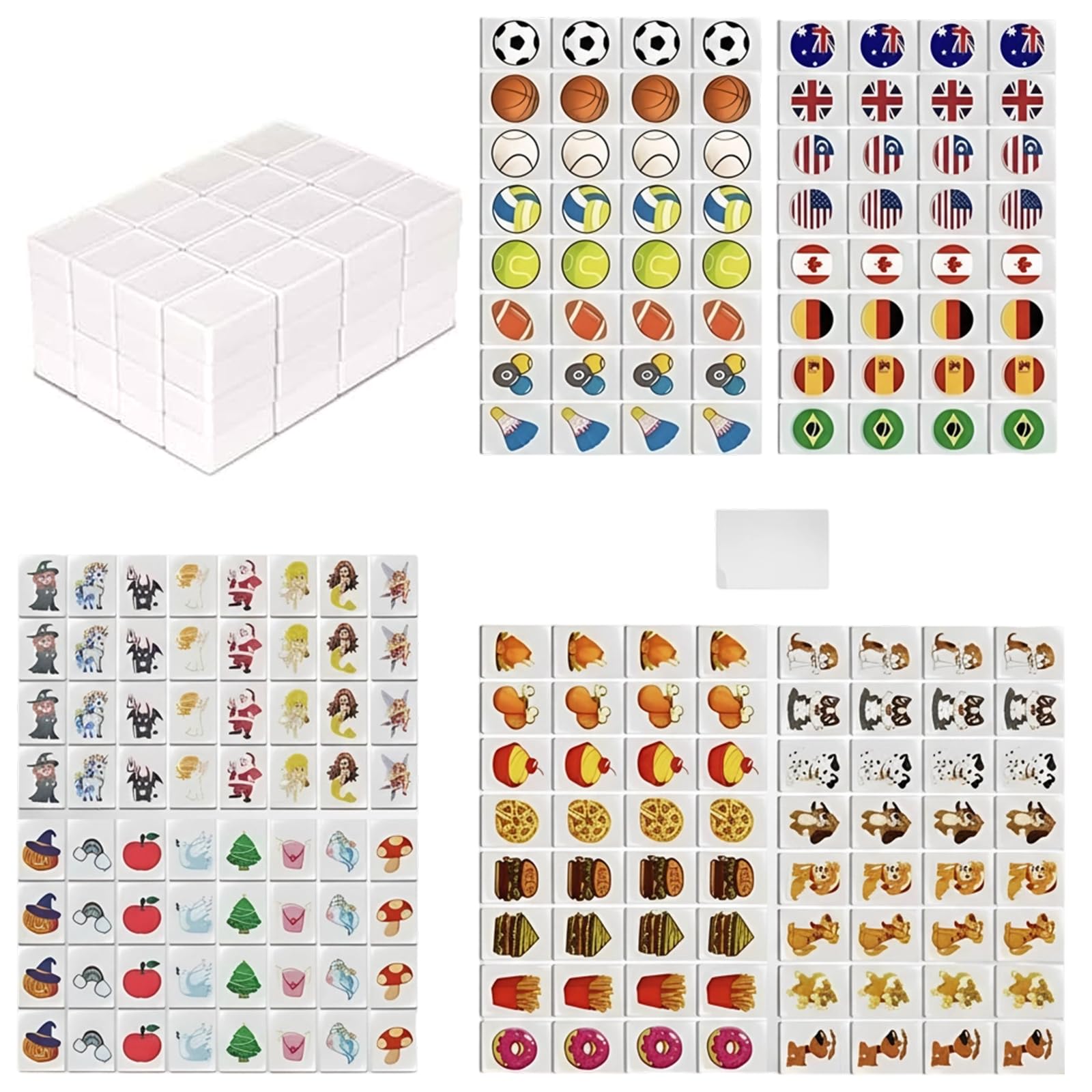 68 Stück Mahjong Spiel Set, Seaside Escape Spiel mit 65 Mahjong Blöcken und Aufklebern, Reisespiel mit Flaggenmuster für Familie und Urlaub