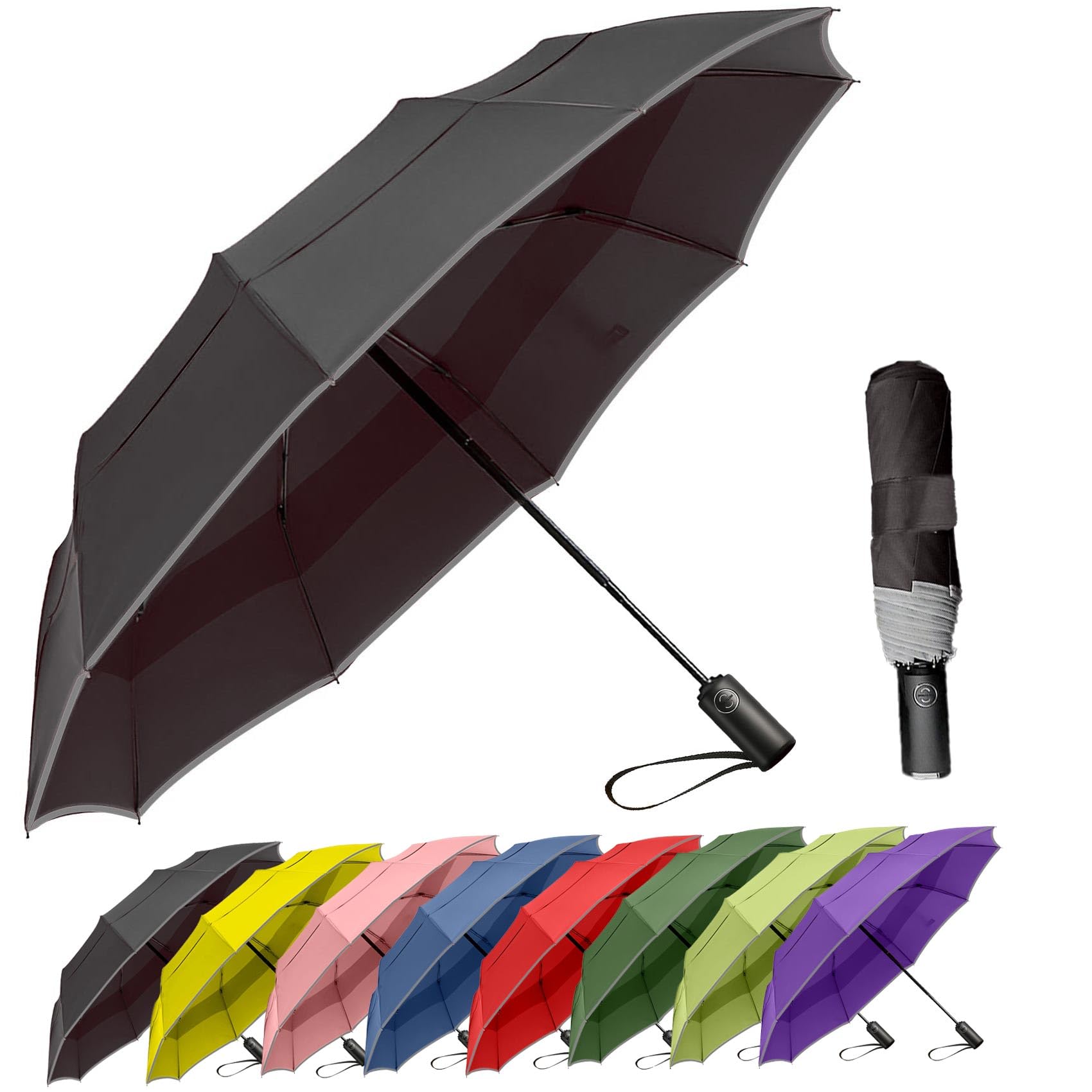 MRTLLOA 42/49 Inch Compact Windproof Travel Umbrella for Rain, Lightweight, Portable, Strong, Folding Umbrellas for Women and Men