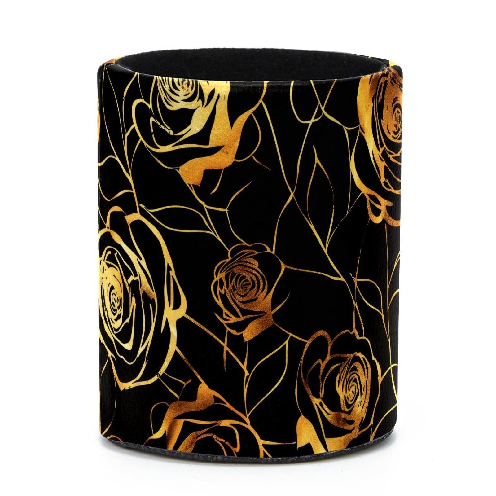 VAPOKF Round Pencil Holders for Desk, Roses Silhouette Pen Holders Pen Pot Makeup Brushes Storage Desktop Stationery Supplies Organiser for Home Office