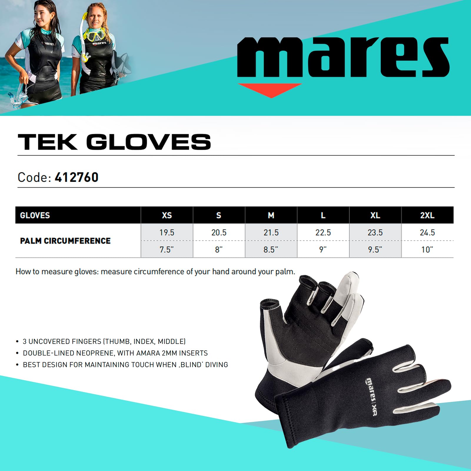 Mares 412760, Guanti Unisex Adulto