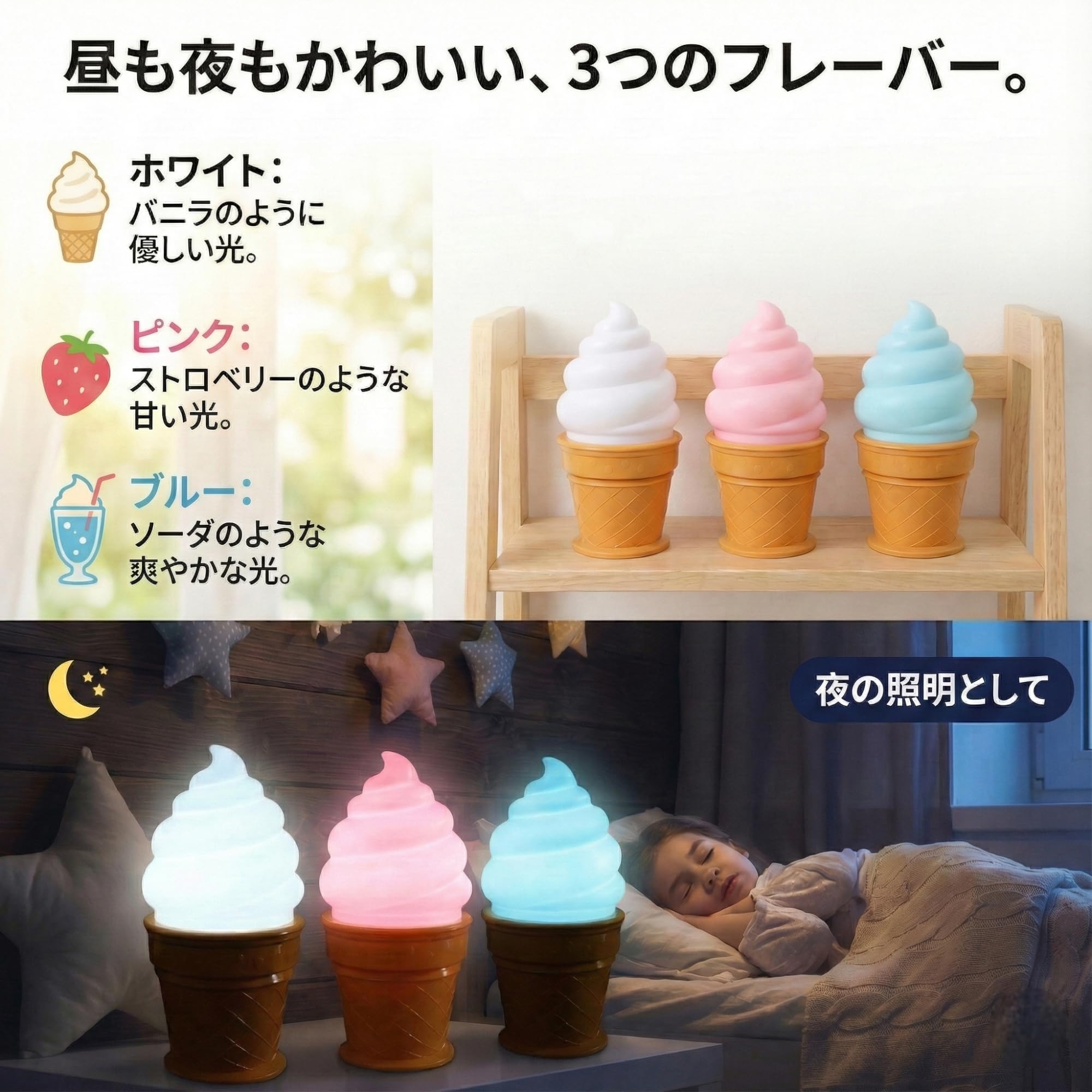 Amazon.co.jp : Queen-b LED プッシュ ライト ソフトクリーム アイス
