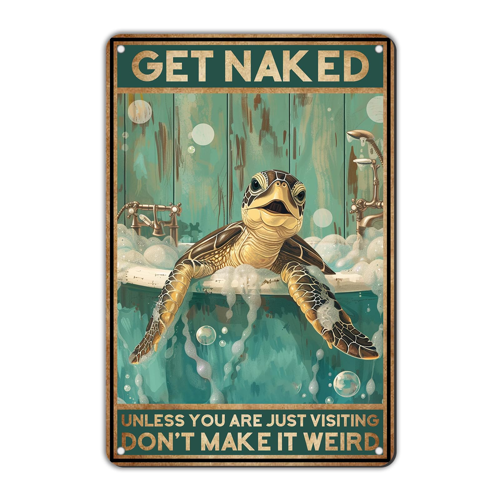 GJXFTPTTBD Bathroom Metal Tin Sign Wall Decor Vintage Sea Turtle Tin Sign for Office Home Classroom Bathroom Decor 12 * 8in