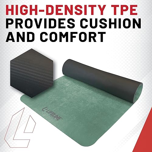 Miniatura 5 de Lifeline Fitness Premium - Tapete de yoga de gamuza de alta densidad para el hogar, tapete de entrenamiento ligero con correa de transporte, tapete