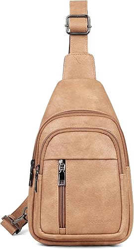 Miniatura 7 de MASINTOR Bolso bandolera para mujer - Riñonera cruzada con cuero vegano - Mochila ajustable para viajes